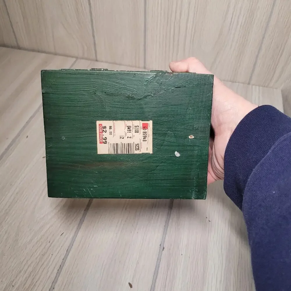 Vintage Han Painted Rooster Wood Recipe Box Bird Farmhouse Country Prairie
